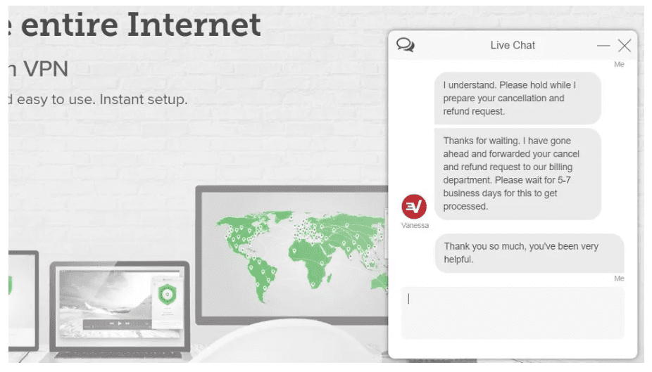 ExpressVPN Live Chat Finish
