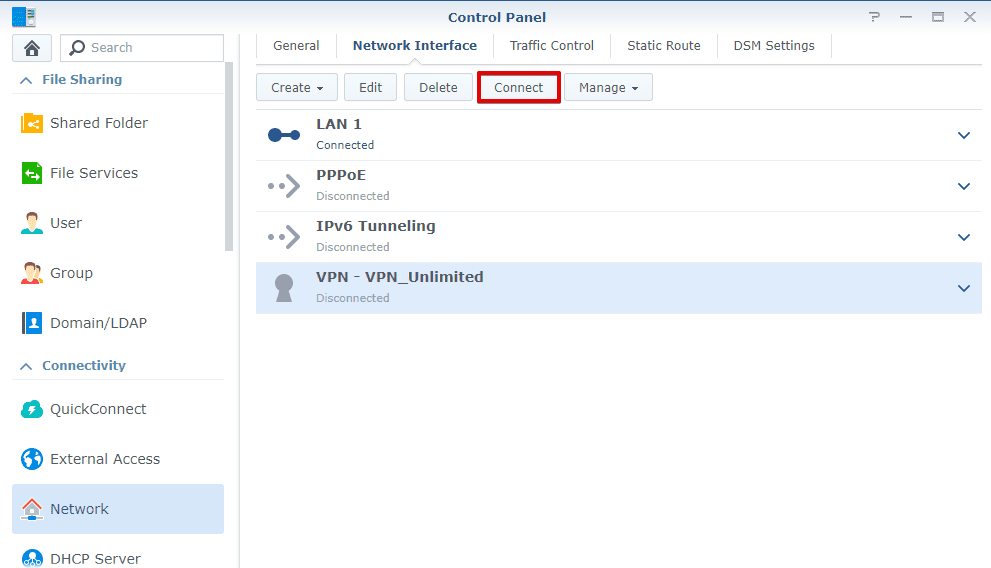 Synology VPN client - how to connect to VPN server