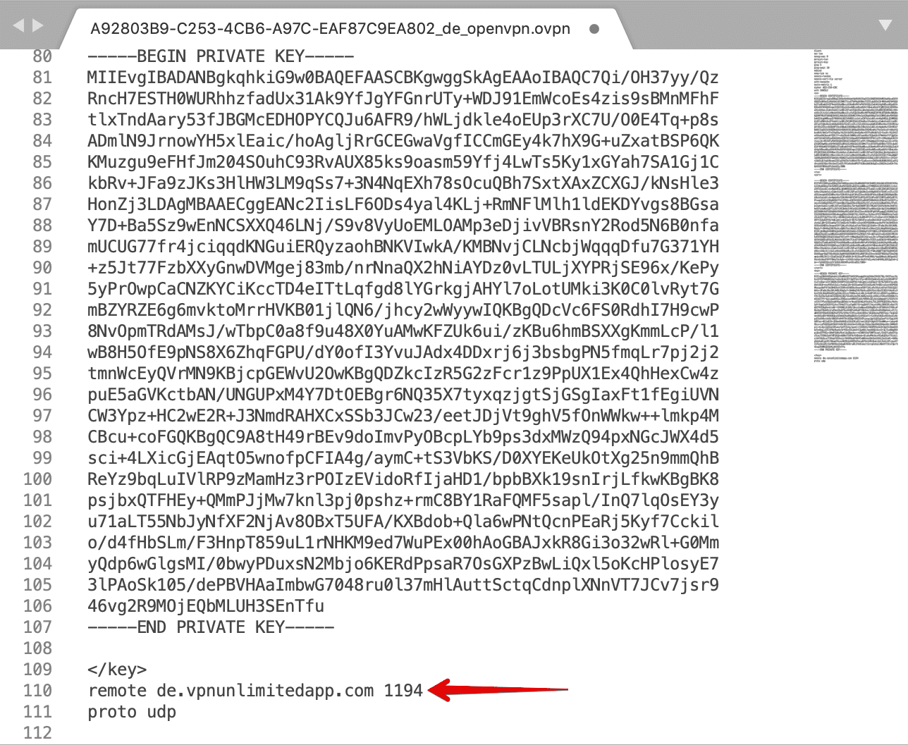 Editing .ovpn config file to work with Synology NAS